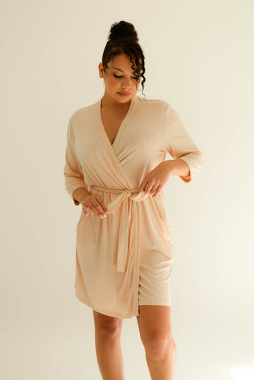 Drape Bamboo Robe in Nude Blush