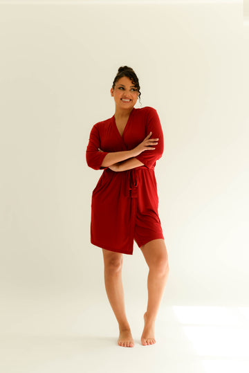 Drape Bamboo Robe in Ruby