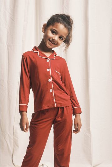 Mini Bamboo Pyjama in Burgundy