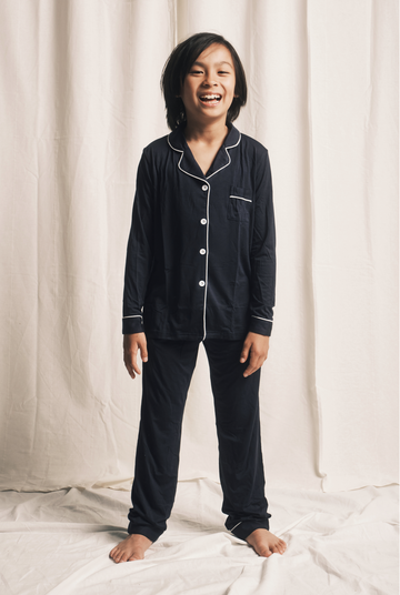 Mini Boys Bamboo Trouser Pyjama in Navy