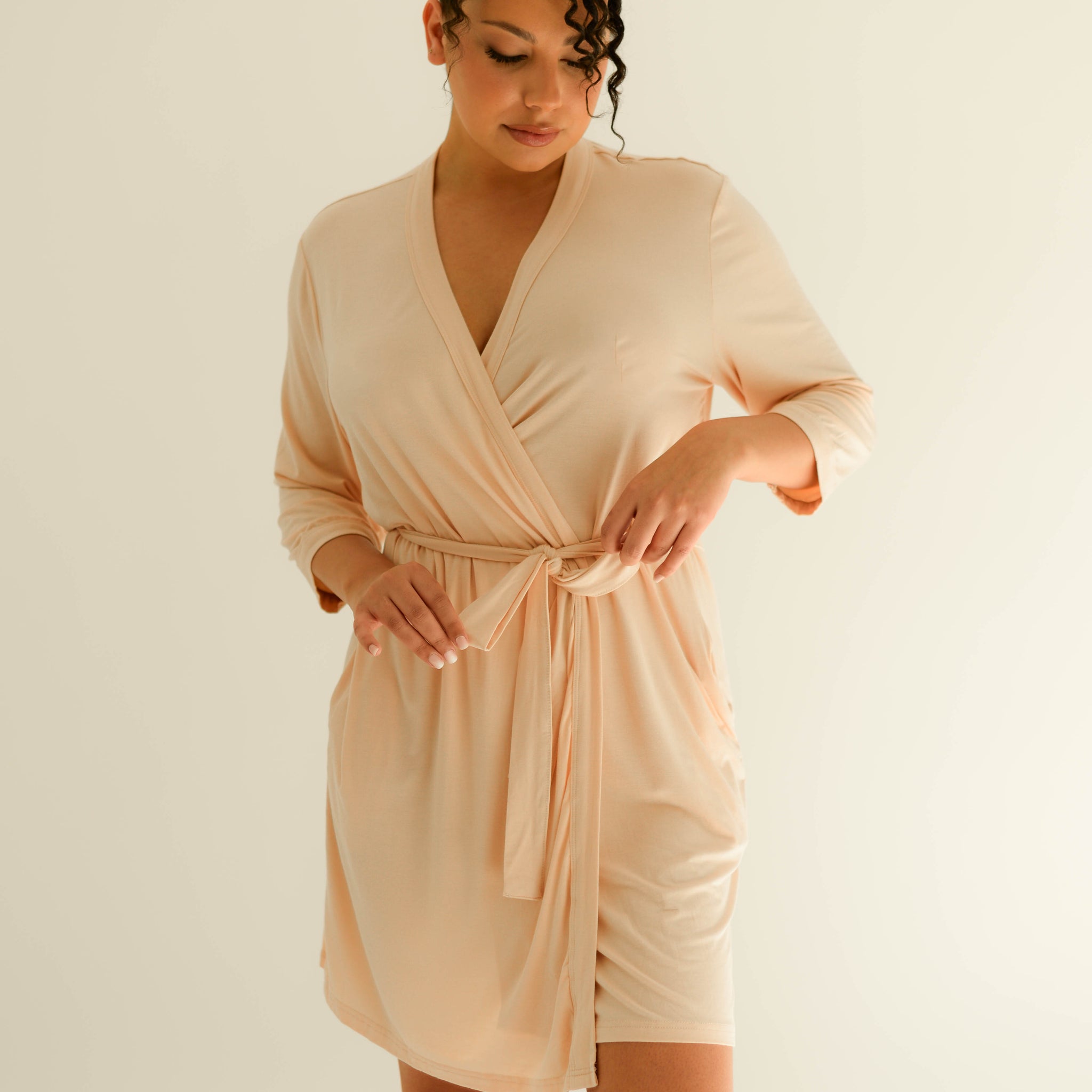 Drape Bamboo Robe in Nude Blush