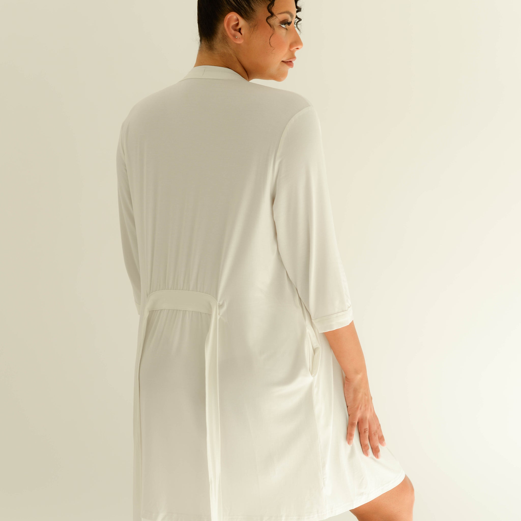 Drape Bamboo Robe in White