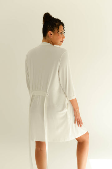 Drape Bamboo Robe in White