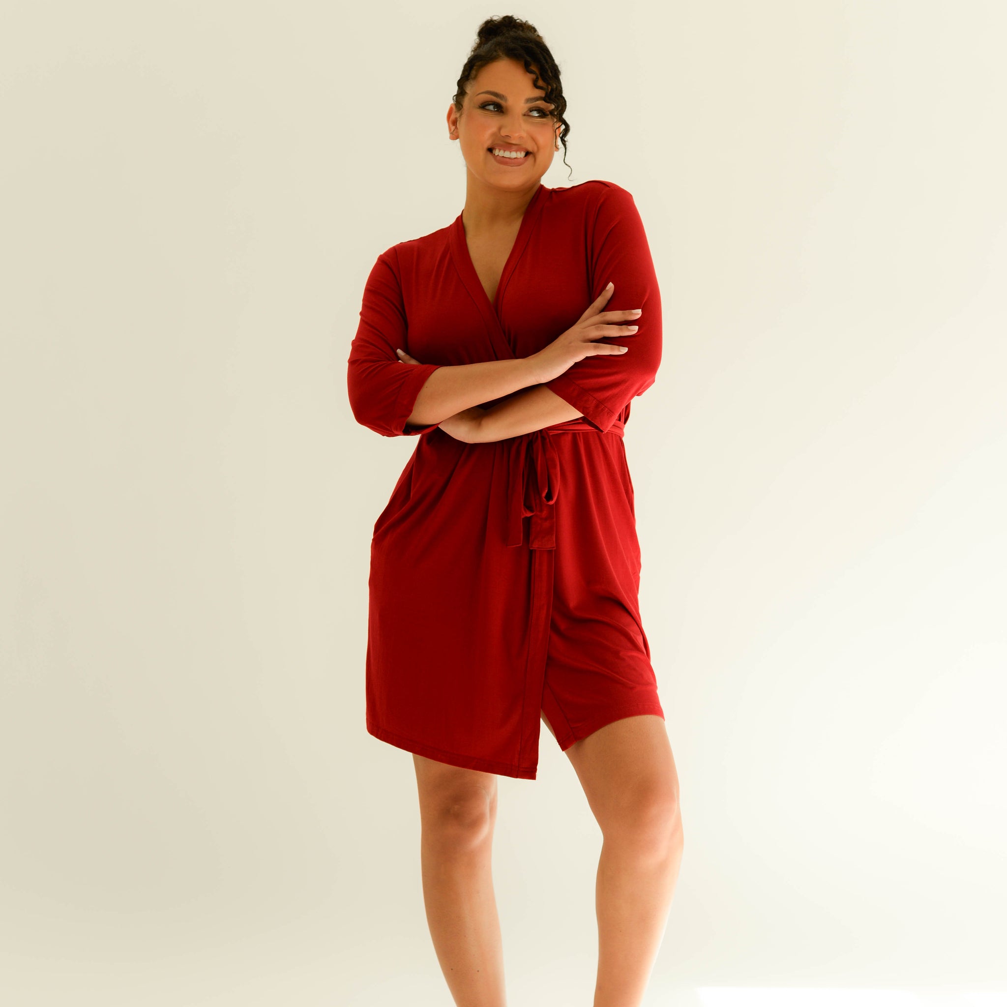 Drape Bamboo Robe in Ruby