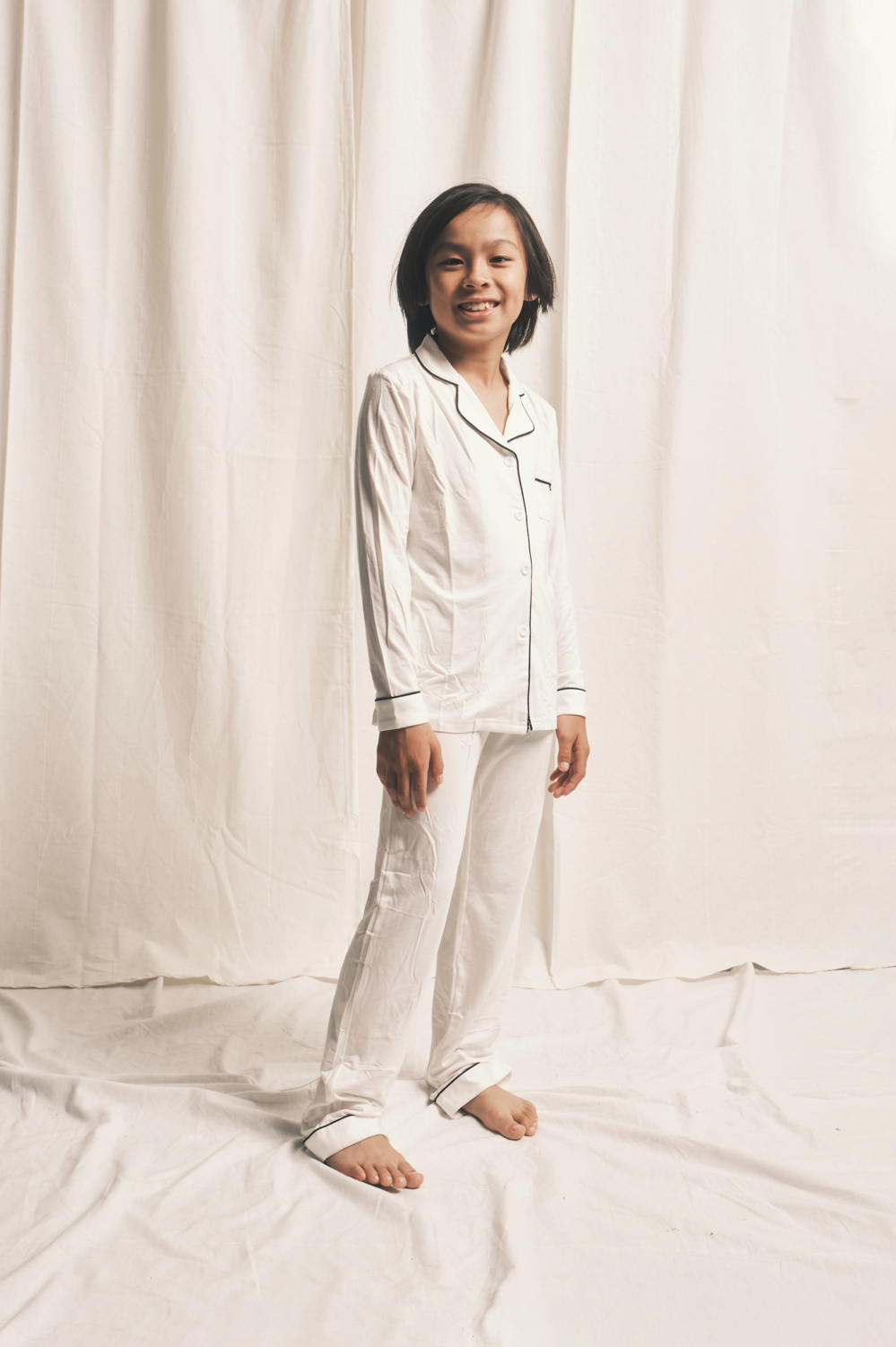 Mini Bamboo Trouser Pyjama in White